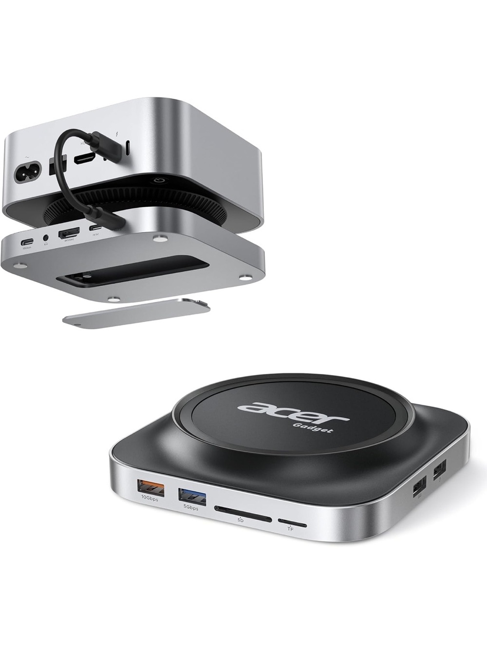 Acer Gadget Mac Mini M4 Dock, 8TB M.2 NVMe/SATA SSD Enclosure & Stand, 4K@120Hz